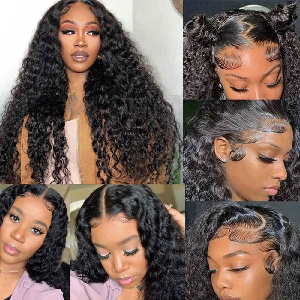 200% الكثافة 42 بوصة 13x4 موجة عميقة الدانتيل الجبهة الباروكات شعر الإنسان HD كامل الدانتيل الباروكات الأمامية عميق شعر بشري مجعد شعر مستعار اللون الطبيعي