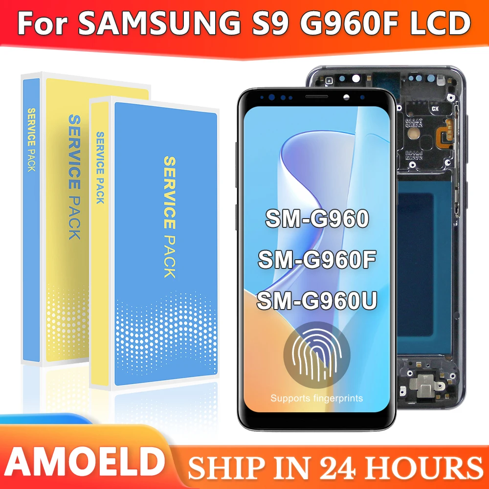 OLED S9 LCD With Frame For SAMSUNG S9 G960, G960F, SM-G960FD LCD Display Touch Screen Digitizer Assembly Replacement