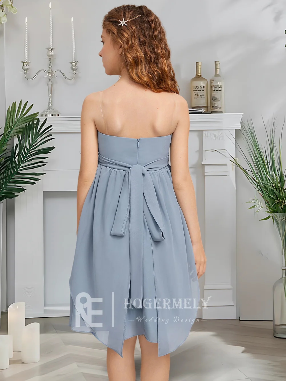 Дизайнерское платье подружки невесты на одно плечо, платье с цветочным узором для девочек, шифоновое платье трапециевидной формы длиной до колена, садовое гала-свадьба