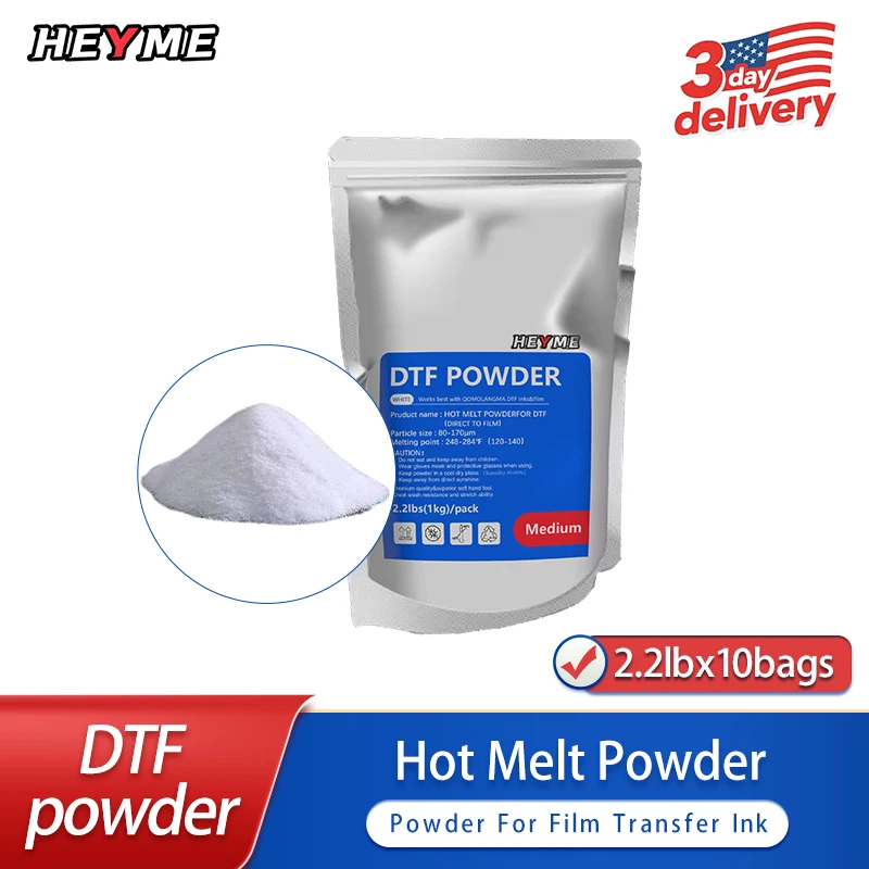 

DTF Powder 2.2lbx10Bags For Direct Transfer Film Printing Hot Melt Powder For all DTF Printer White Medium Powder