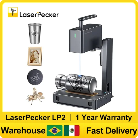LaserPecker 휴대용 조각기, CNC 레이저 기계, 휴대용 2K 5W 블루투스, 금속 플라스틱 LP2 용, 450nm