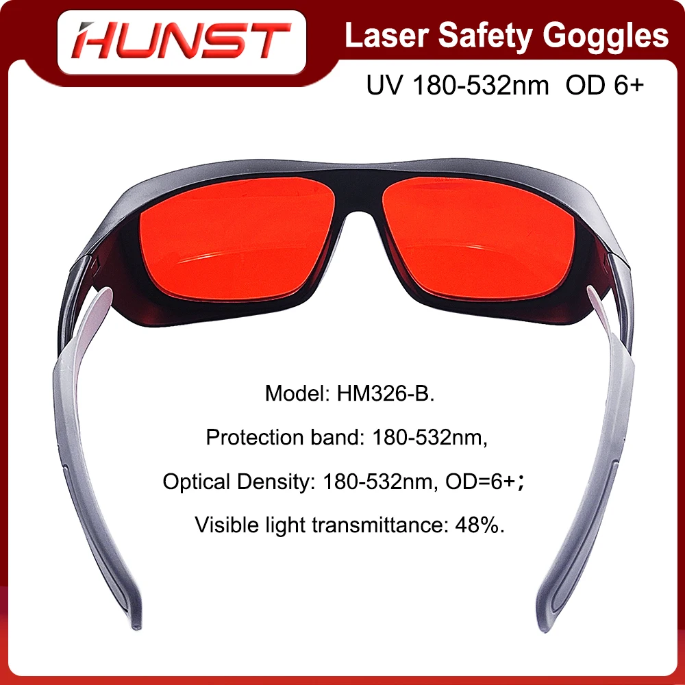 HUNST OD 6+ Professional Laser Glasses Protective Goggles for 355nm UV Laser 450nm Blue Laser and 520nm 532nm Green Laser