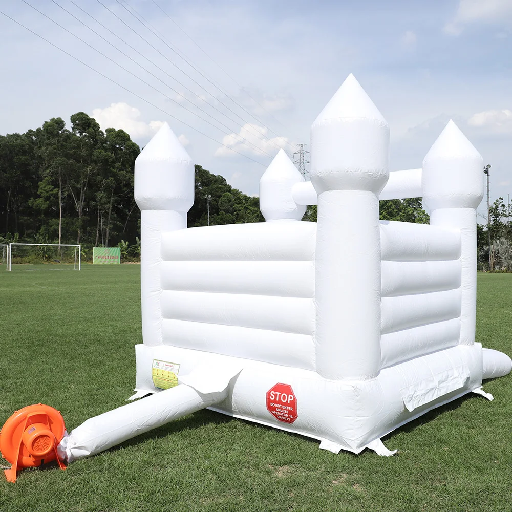 10ft branco bouncy castelo família mini casa do salto pvc bouncer salto inflável com poço de bola para crianças ventilador inflar quintal