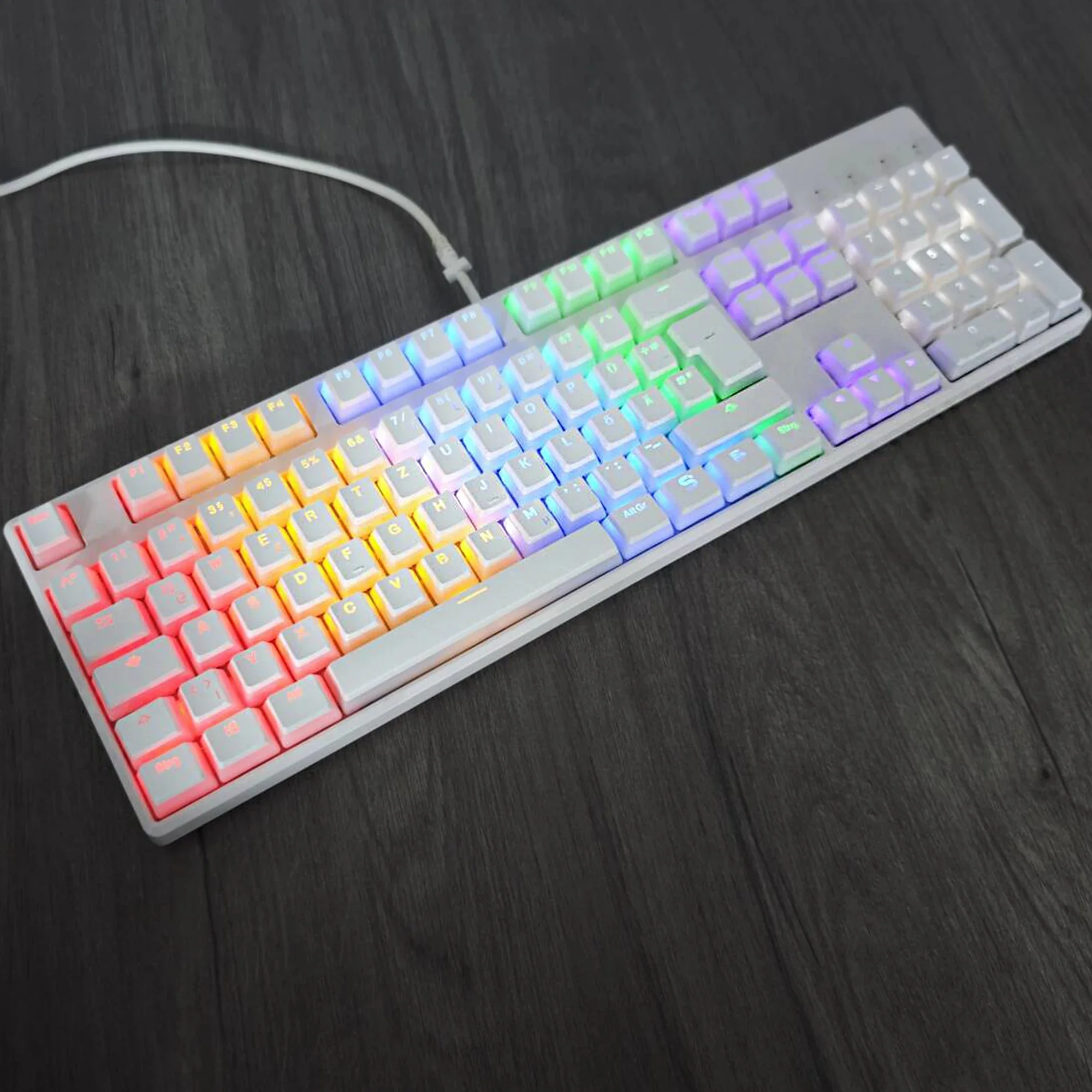 YMDK biały czarny budyń niemiecki ISO QWERTZ Double Shot PBT połysk przez profil OEM do przełączników MX klawiatura mechaniczna — zdjęcie produktu 7