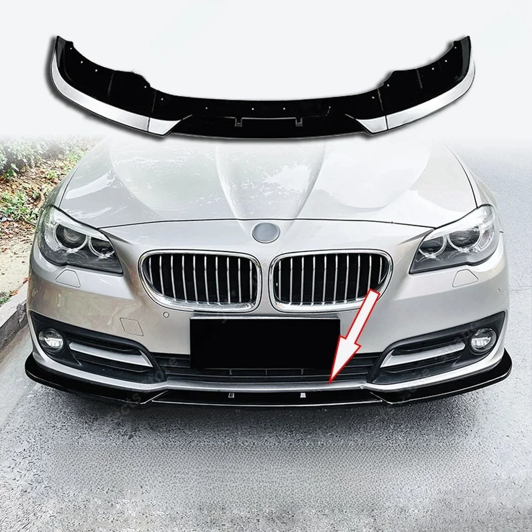 3 szt. przedni zderzak spoiler wargowy do BMW serii 5 F10 F11 LCI 2015-2017 Carbon Look/Gloss Black Lower Splitter Body Kit Protector — 2