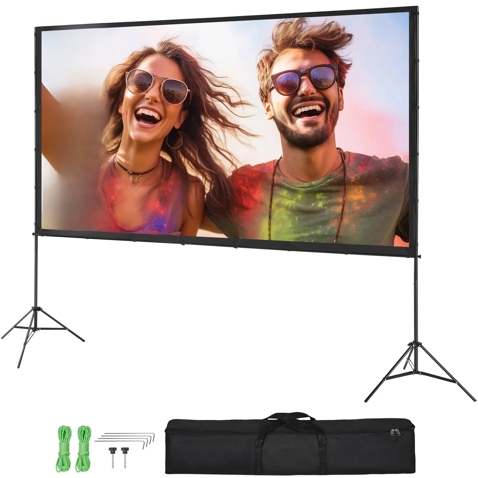SucceBuy projectorscherm met standaard 100 120 150 inch 16:9 4K 1080 HD draagbaar projectiescherm voor thuiskantoor theater bioscoop - afbeelding 2