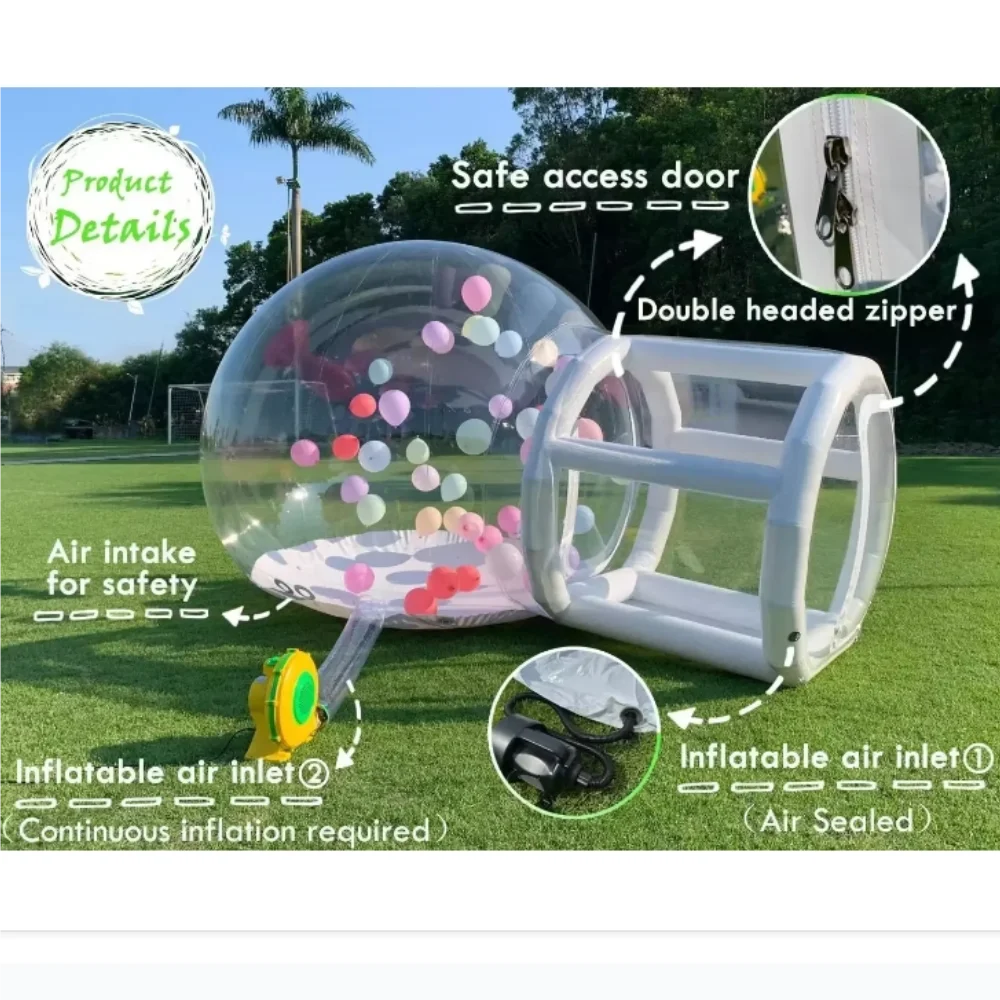 Inflatable Balloon Bubble Tent Dome House for Kids - Indoor/Outdoor Party Camping Transparent Fun Playhouse Sports Entertainment