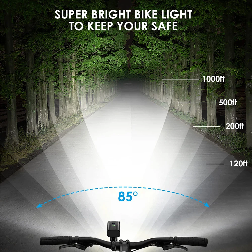 TRLIFE 10000mah Bicycle Light USB Chargeable Rainproof MTB Bike Light Set With 2 Holders 7000 Lumens Flashlight Bike Accessories