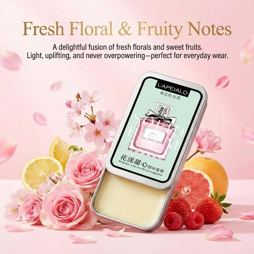 Perfume Sólido – Aroma Floral y Frutal Fresco, Fragancia Duradera, Tamaño de Bolsillo y Portátil para Hombres y Mujeres, Perfume Sólido de Regalo