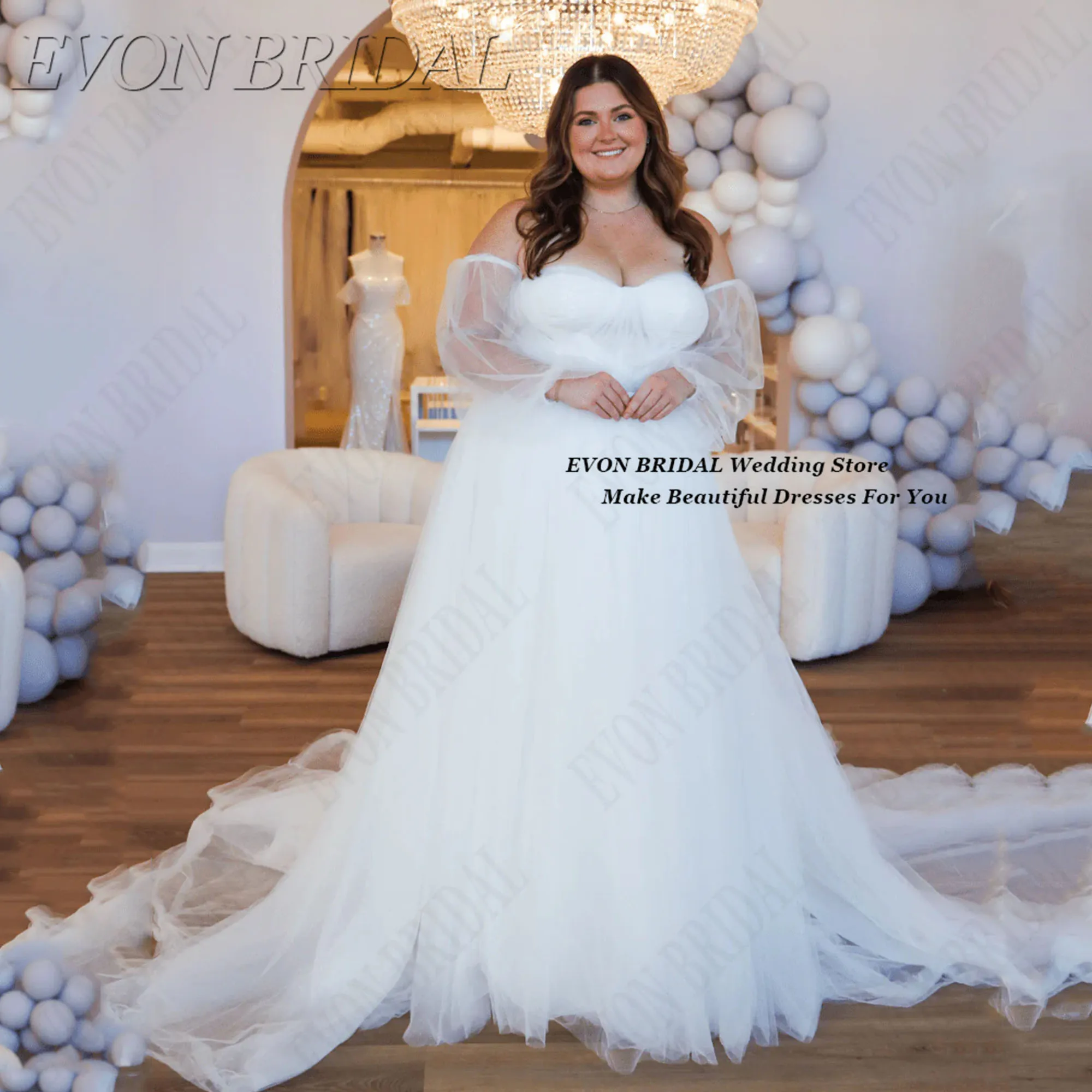 

Simple A Line Wedding Dress Large Sizes 2025 Strapless Soft Tulle Bride Gowns Backless Appliques Wedding Gown EVON BRIDA Customi