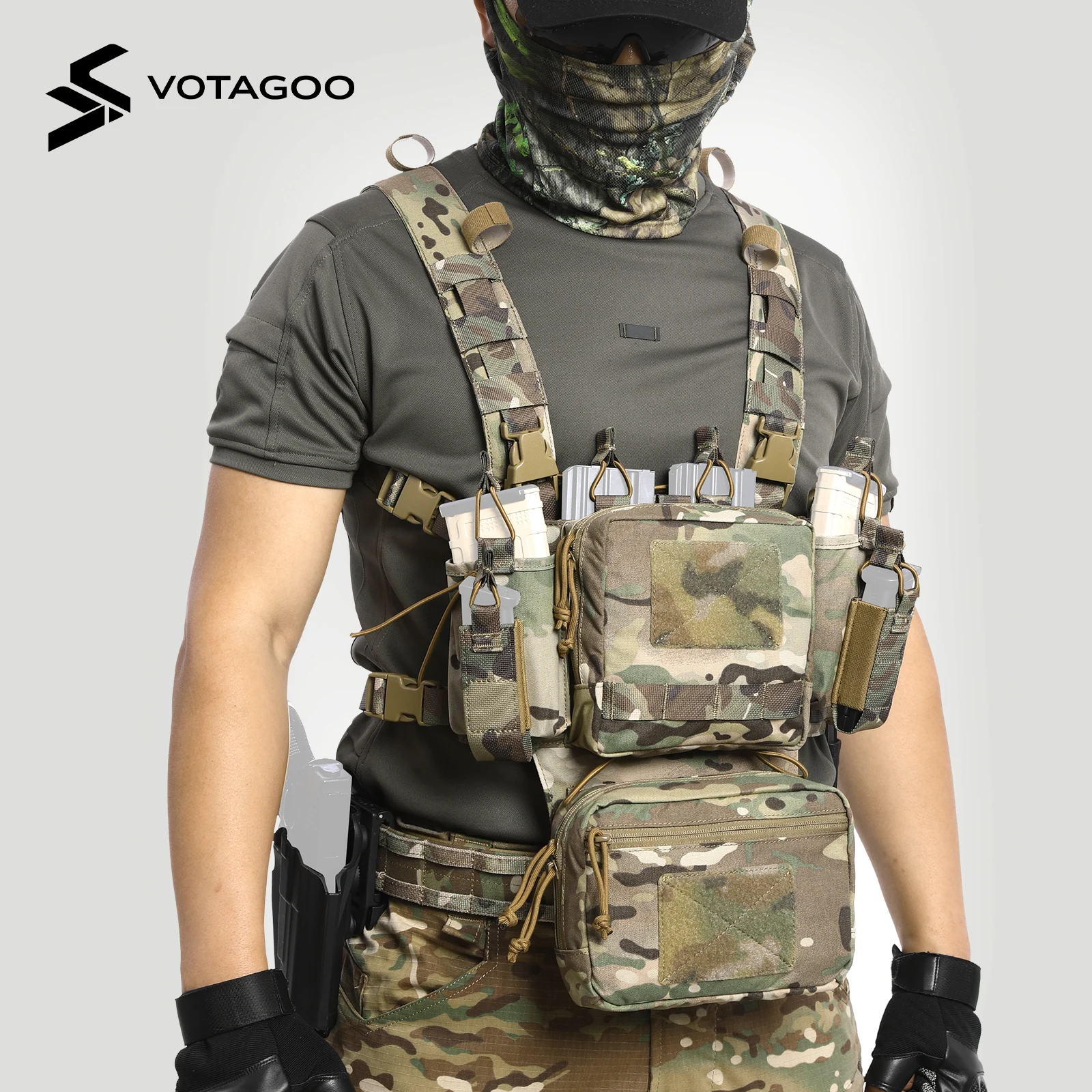 VOTAGOO チェスターリグ戦術チェスト装備、調節可能で取り外し可能な