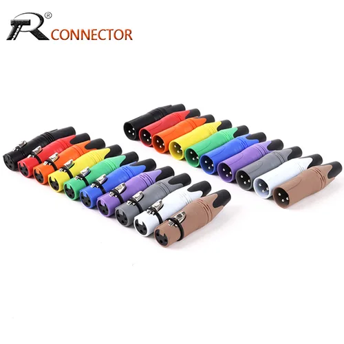 2 uds/1 Juego de conector de Cable de Audio XLR de 3 pines colorido, conector macho de micrófono + conector hembra, conector de soldadura de Cable de micrófono profesional