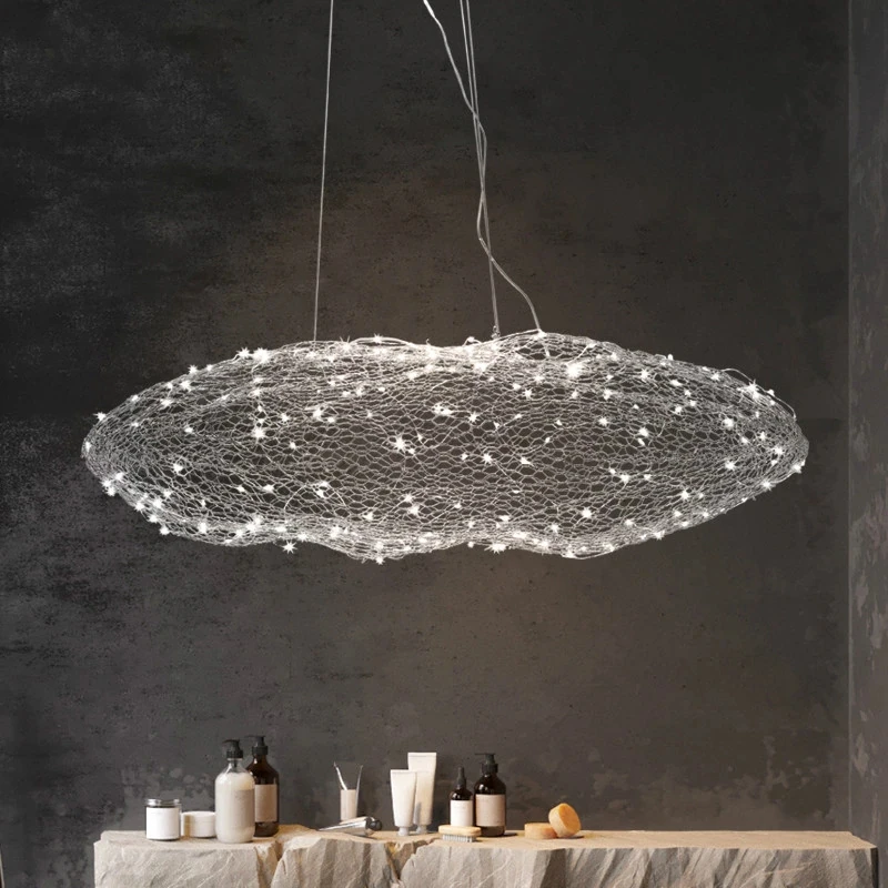 

Norbic Creative Restaurant Cloud Glow Worn LED Pendant Light Fixture Modern Bedroom Dinning Room Iron Warm White Hanging lamp