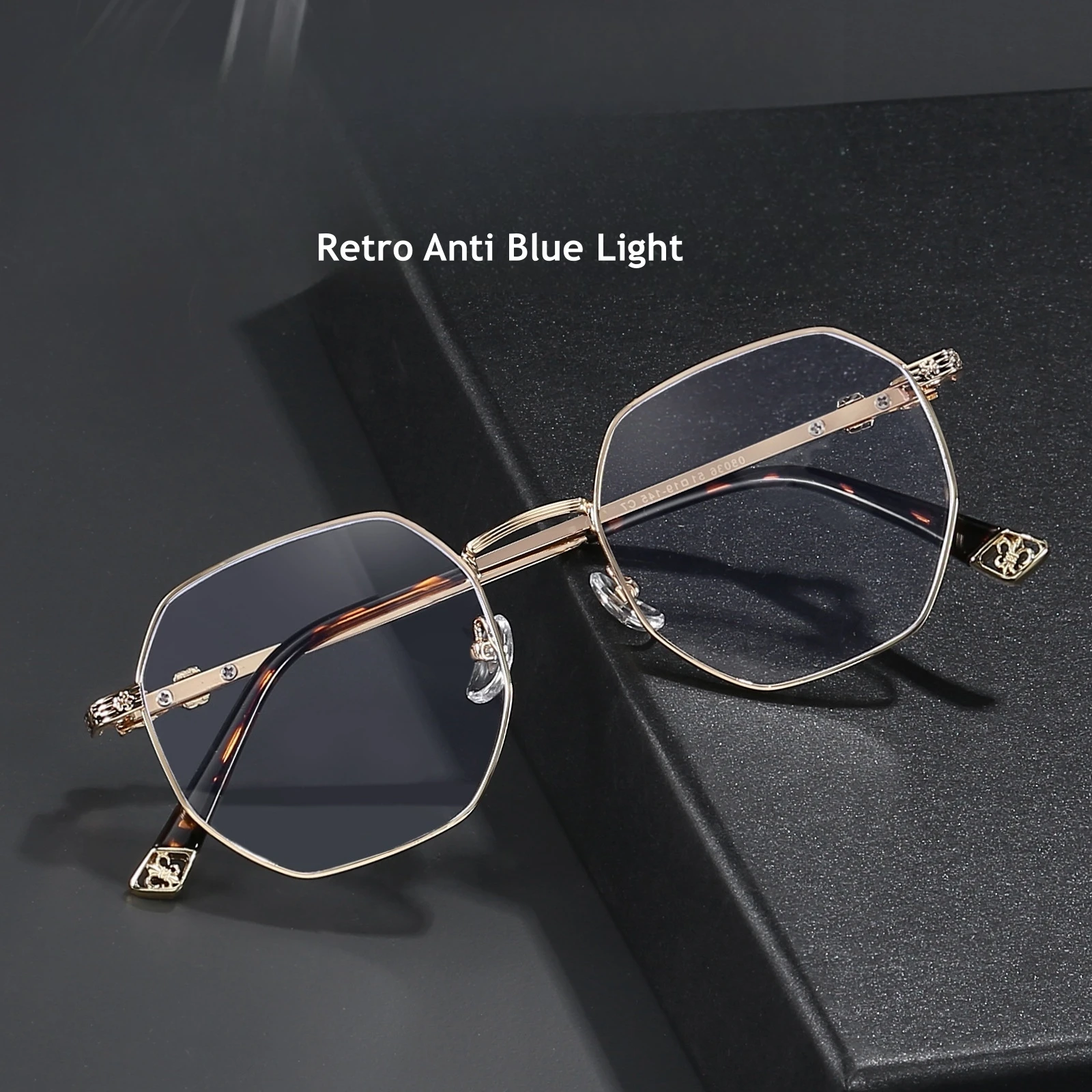 MOMOJA Retro High-quality Alloy Polygonal Wide-brimmed Blue Light Blocking Optical Prescription Glasses Frames For Men And Women