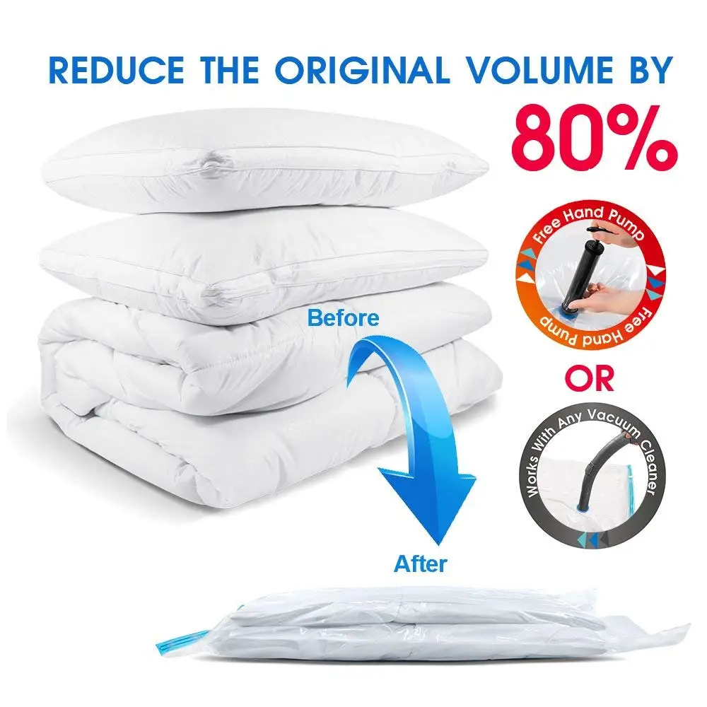 8 Pack Vacuum Storage Bags For Clothes Pillows Bedding Blanket More Space Save Compression Travel Bags Bedding Home Organizer