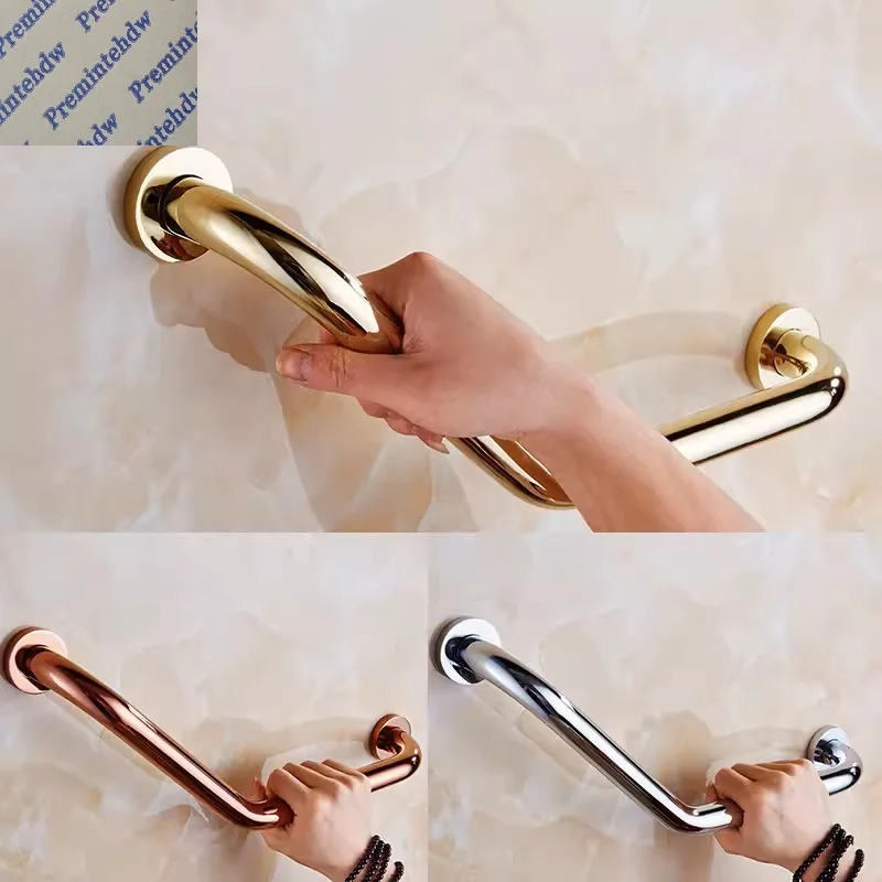 1Piece Brass Bath 135 Degrees Angled Shower Safety Grab Bar Handicapped Elderly Towel Hanging Rose Gold Antique Anti-slip Rail