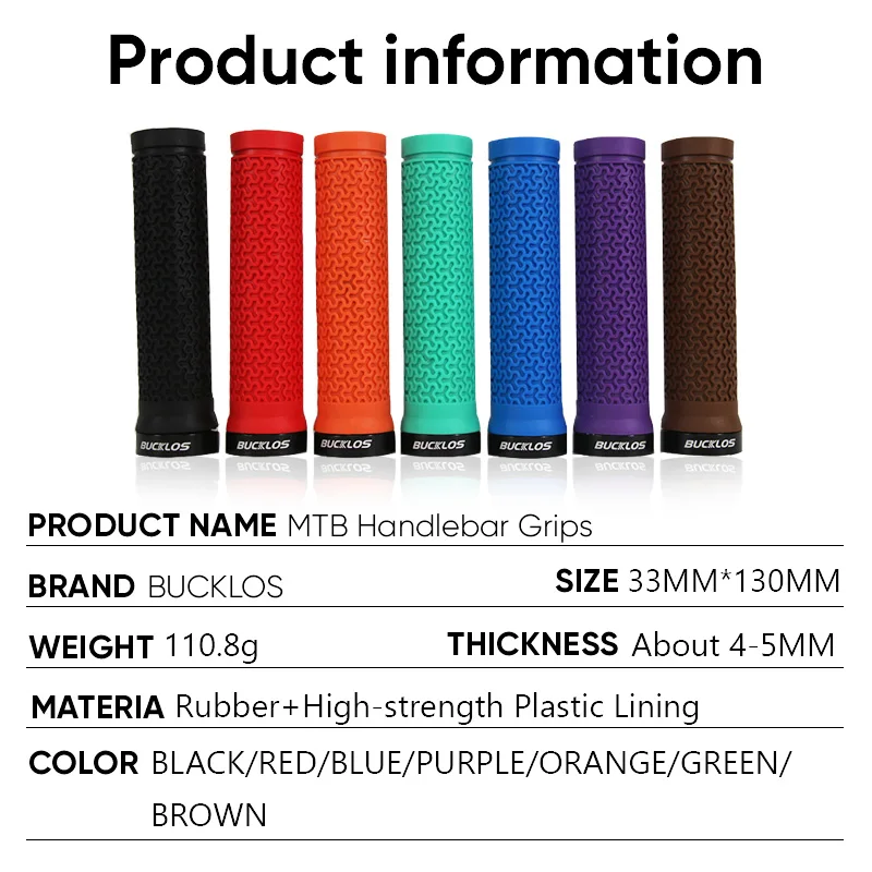 BUCKLOS MTB Handlebar Grips Non-slip Mountain Bike Grips Lock on Bicycle Handlebar Grip Shock Absorption Electric Scooter Handle