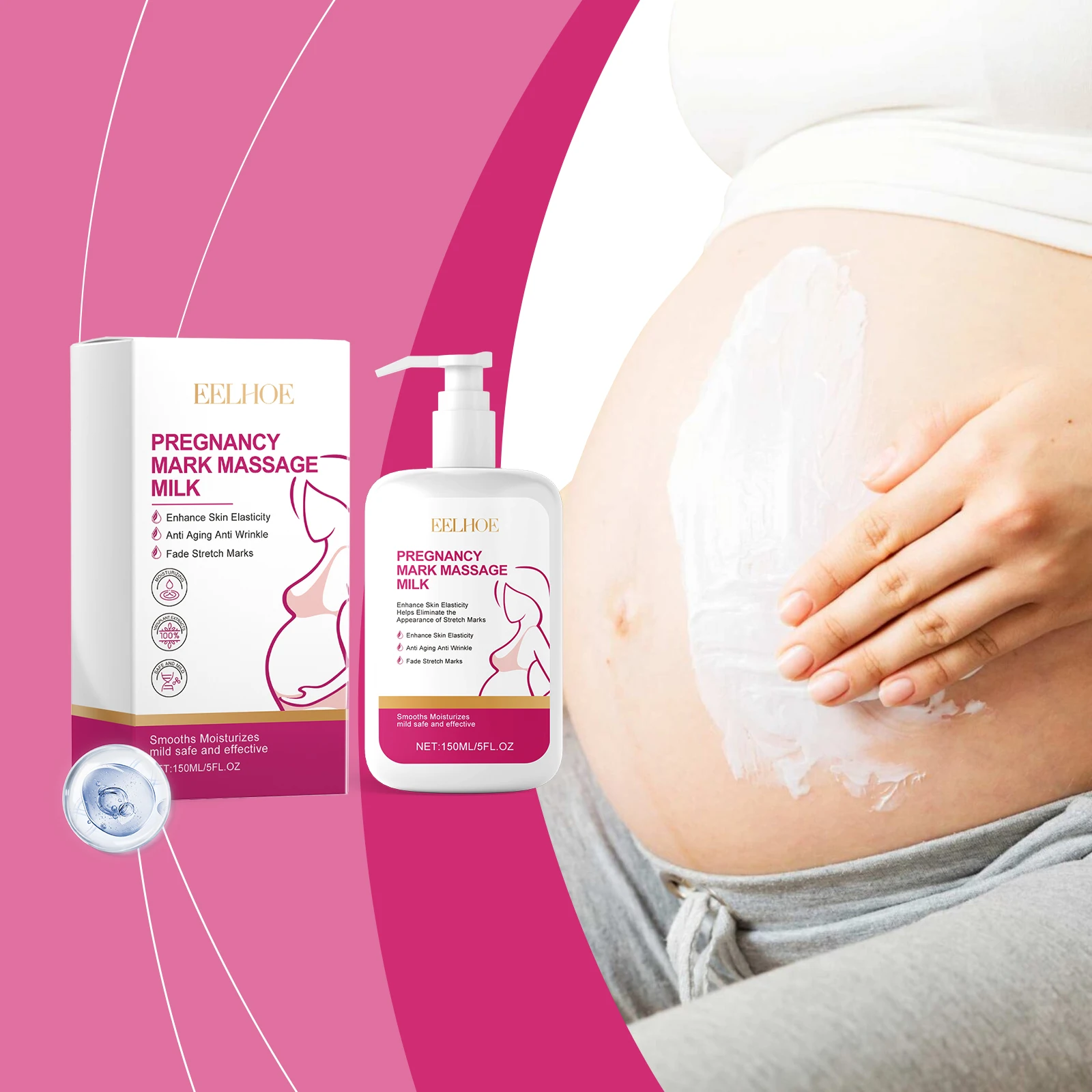 

EELHOE Pregnancy Skin Care Lotion Gentle Formula Remove Stretch Marks Belly Firming Massage Skin Care Lotion for All Skin Types