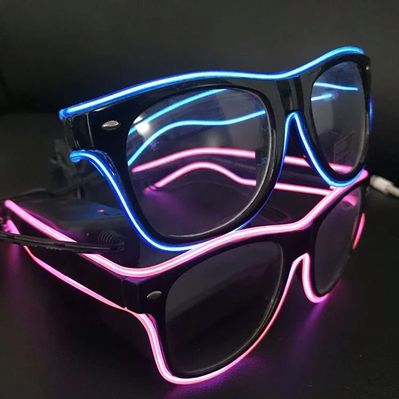 Migające okulary EL Wire Okulary LED Świecące artykuły imprezowe Oświetlenie Nowość Prezent Jasne światło Festiwal Party Glow Okulary przeciwsłoneczne — zdjęcie 2