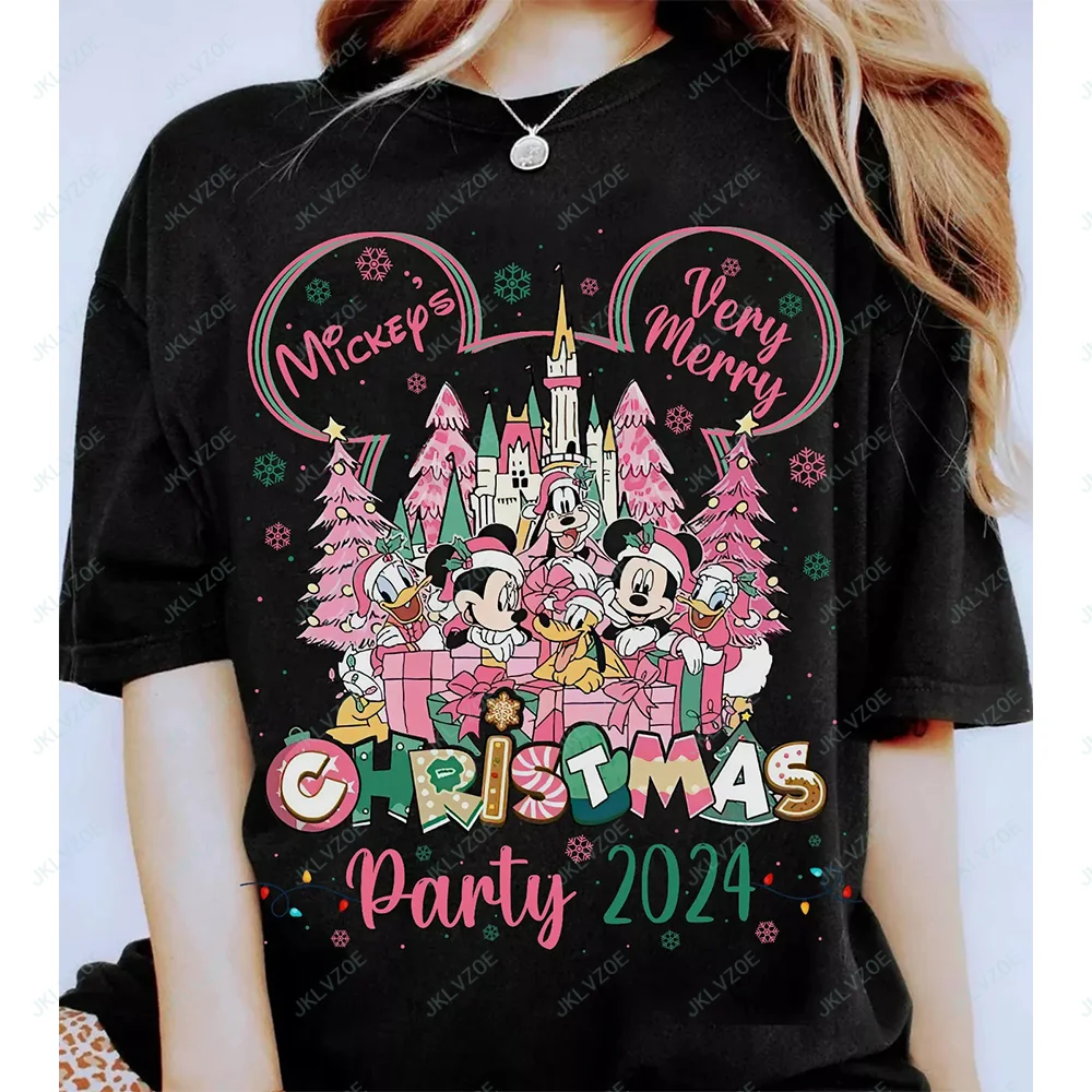 New Hot Sale Disney Mickey and Minne Women Adults Casual Cotton Top New Year Fashion Cute Gift Tee Lady Short Sleeves Clothes