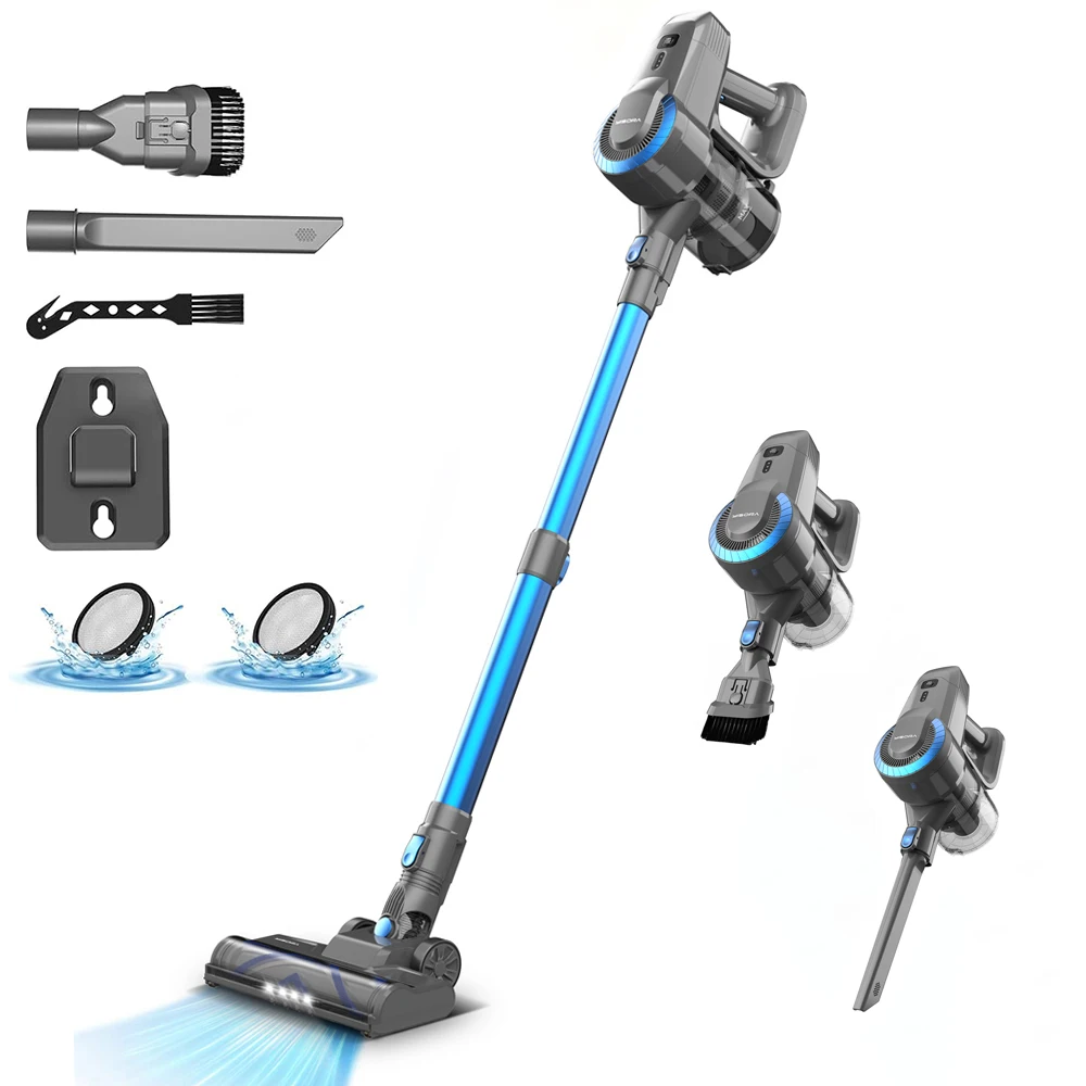 YISORA Wireless Handheld Vacuum Cleaner 20kPa Powerful Suction Removable Battery, Up to 40Mins Home Dust Cleaner-N300 Blue