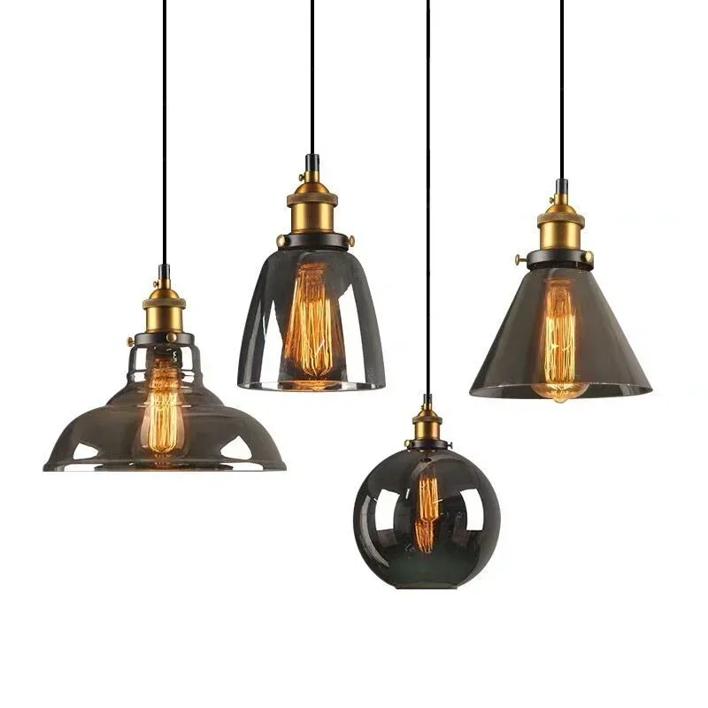 Clear Grijs Amber Kleur Vintage Hanger Eetkamer Glas Opknoping Lamp Rusland Loft Armatuur Moderne Slaapkamer Verlichtingsarmaturen - afbeelding 2