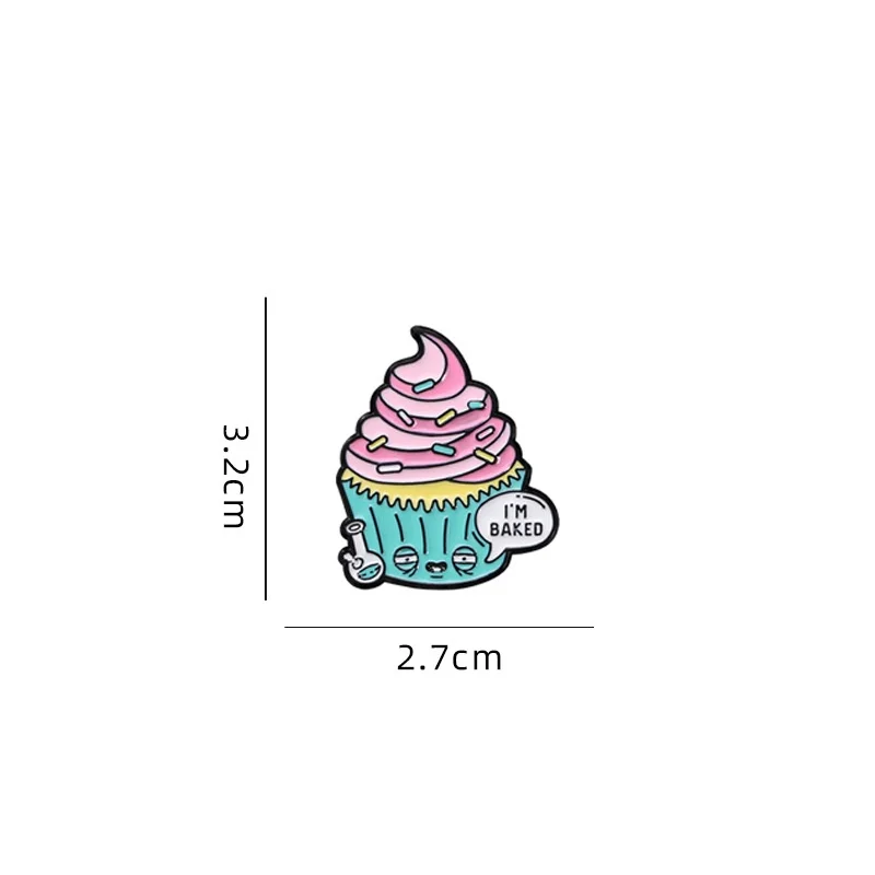 Cartoon Ice Cream Sundae Dessert Enamel Brooch Creative Cupcake Lapel Pin Badge Backpack Clothing Hat Accessories
