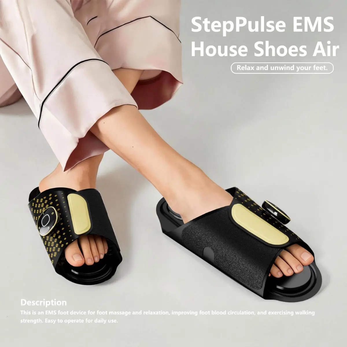EMS Foot Massage Slippers, Wireless Foot Massager with 7 Modes 15 Intensities, Adjustable Universal Foot