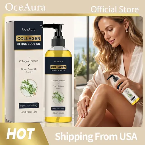 Aceite Corporal Reafirmante de Colágeno OceAura, Hidratación Profunda, Reafirma la Piel, Suaviza, Reduce las Arrugas, Mejora la Elasticidad, Aceite Esencial para Masajes No Grasoso