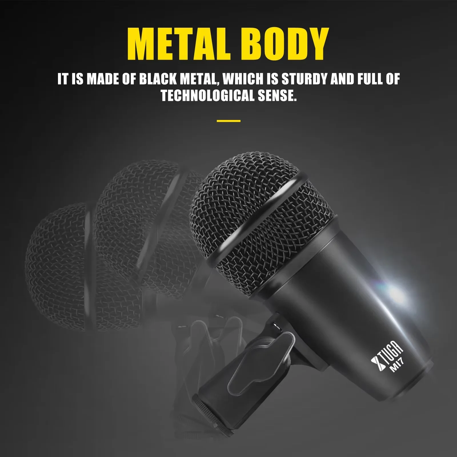 XTUGA MI7 7-Piece Professional Performance Metal Drum Microphone Set Dynamic Microphone For Bess Guitar Jazz Drum Performances