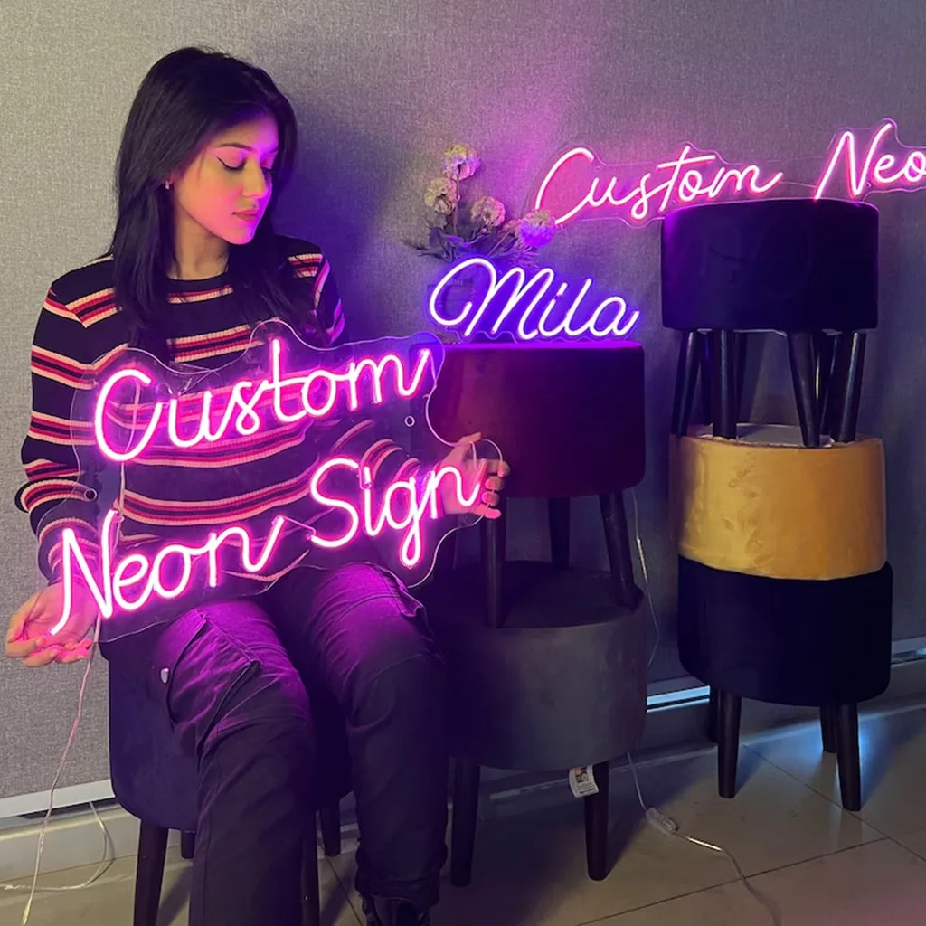 Custom Neon Sign Personalized Text Logo Names Customized LED Neon Signs Birthday Wedding Party Bar Coffee Wall Light Decoration