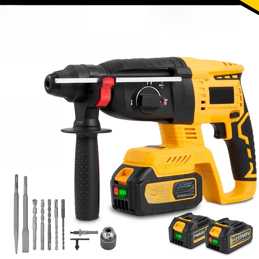 MELLWIN 1680W Borstelloze Elektrische Hamerboor 26MM Draadloze Roterende Slaghamer Houtbewerking Power Tool Voor 21V 18V batterij - afbeelding 2