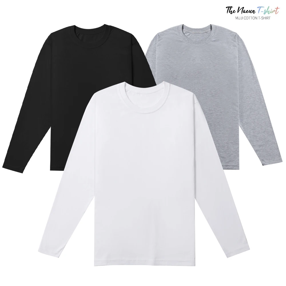 XS ~ 7XL/Better South Korea Made Coma Sa Pure Cotton 100% Long-sleeved Tties Men Women's Basic Tiness Long-sleeved T-Shirt Round Cotton Tvik size