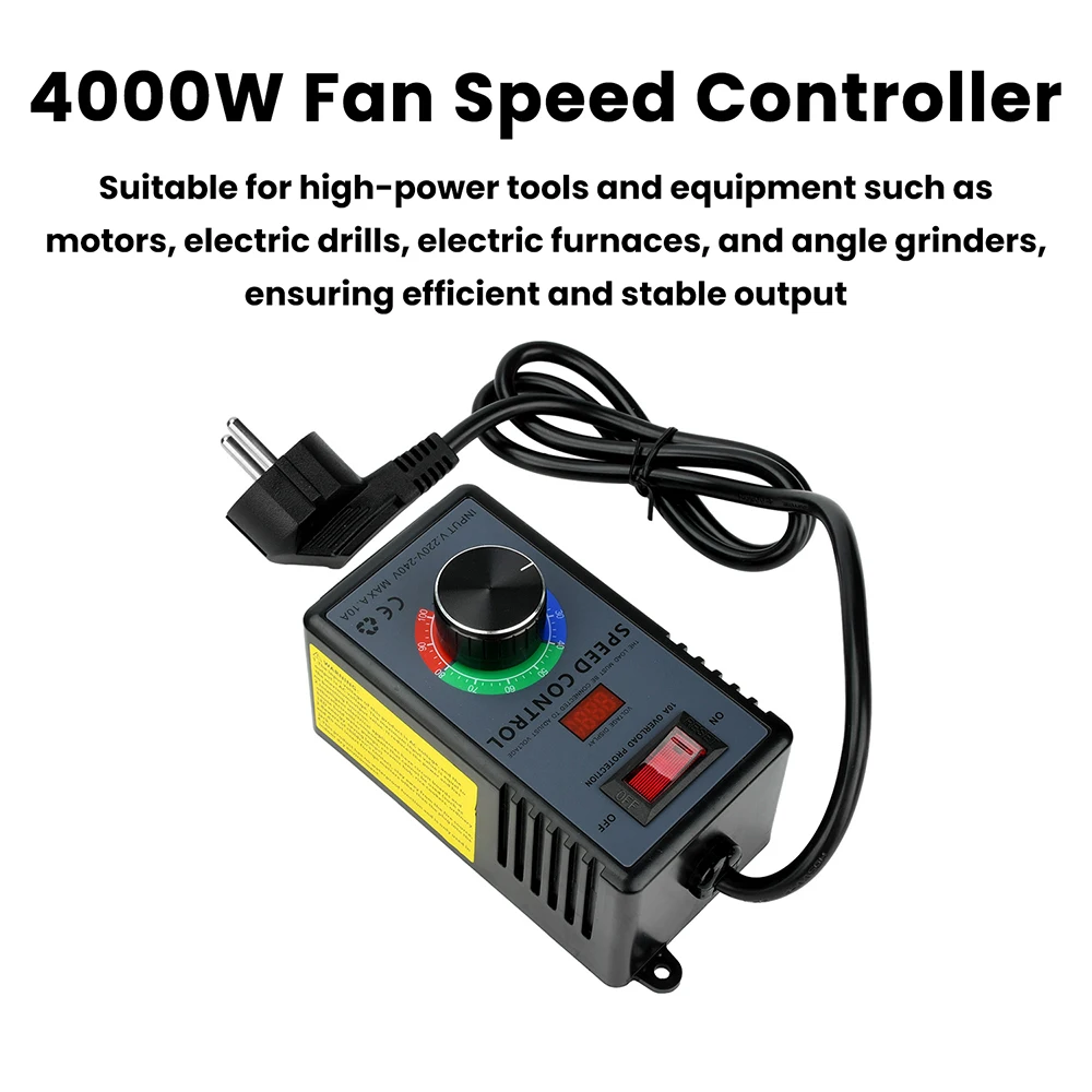 4000W Angle Grinder Speed Controller Fan Speed Controller Drill Stepless Speed Controller Suitable for Household Appliances Etc.