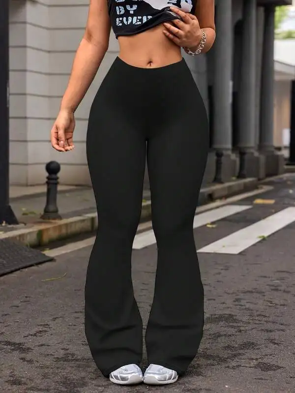 Pantalones de Yoga Negros de Cintura Alta para Mujer, Leggings Sexys, Cómodos y Elásticos, Pantalones Casuales para Fitness y Ejercicio