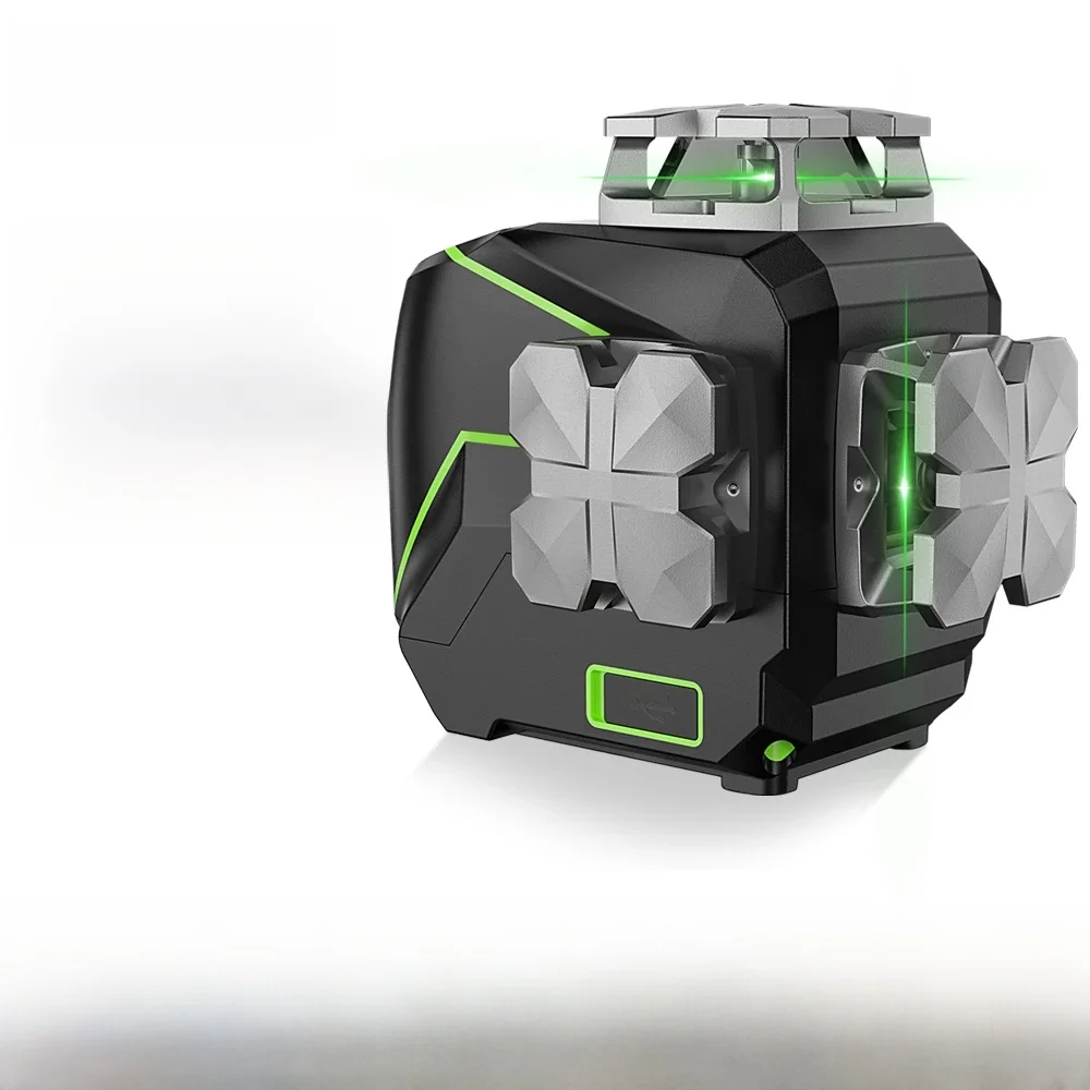 Huepar 8-lijnen kruislaserniveau Groene straal Zelfnivellerend handmatig niveaugereedschap met metalen deksel en USB-oplader / droge Li-ionbatterij - afbeelding 2