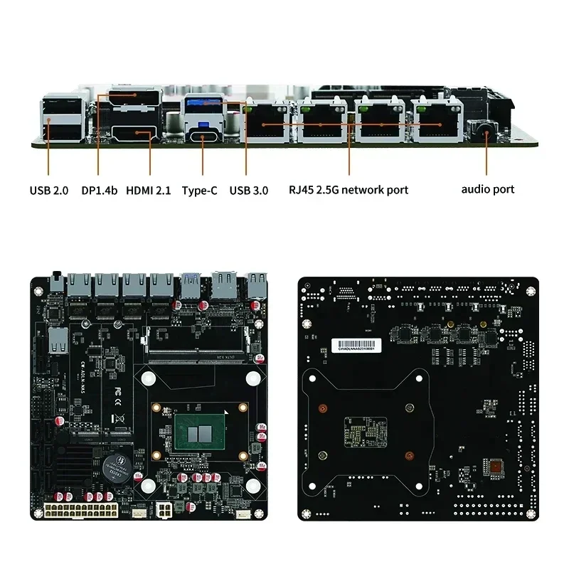 Sonderangebot 6-Bay N100 i3-N305 NAS Motherboard 12. Generation Intel 4x i226-V 2,5G 2*NVMe 6*SATA3.0 DDR5 Mini ITX Router PCIex1 Typ-C