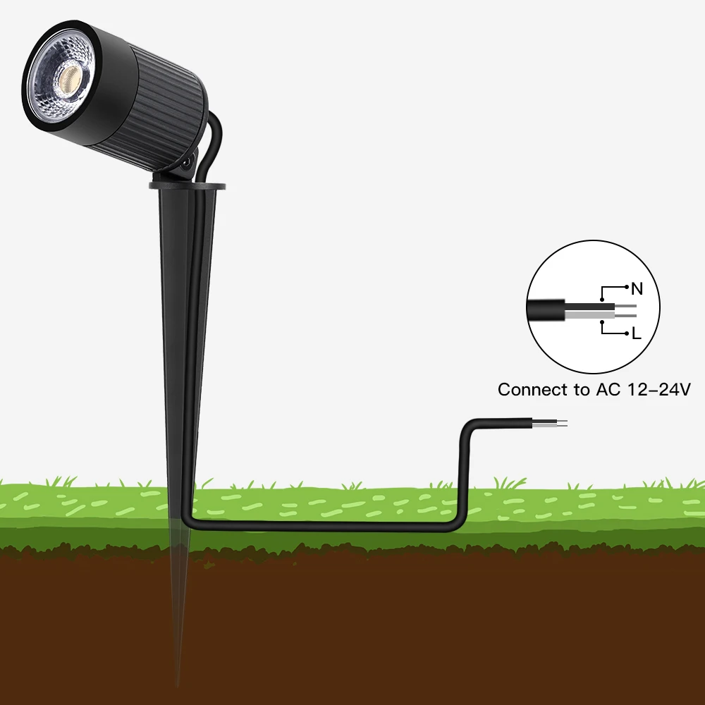 Oświetlenie ogrodowe LED ze stopu aluminium, zewnętrzne oprawy oświetleniowe do krajobrazu, AC 85-264V DC12-24V 5W/7W, wodoodporna lampa dekoracyjna