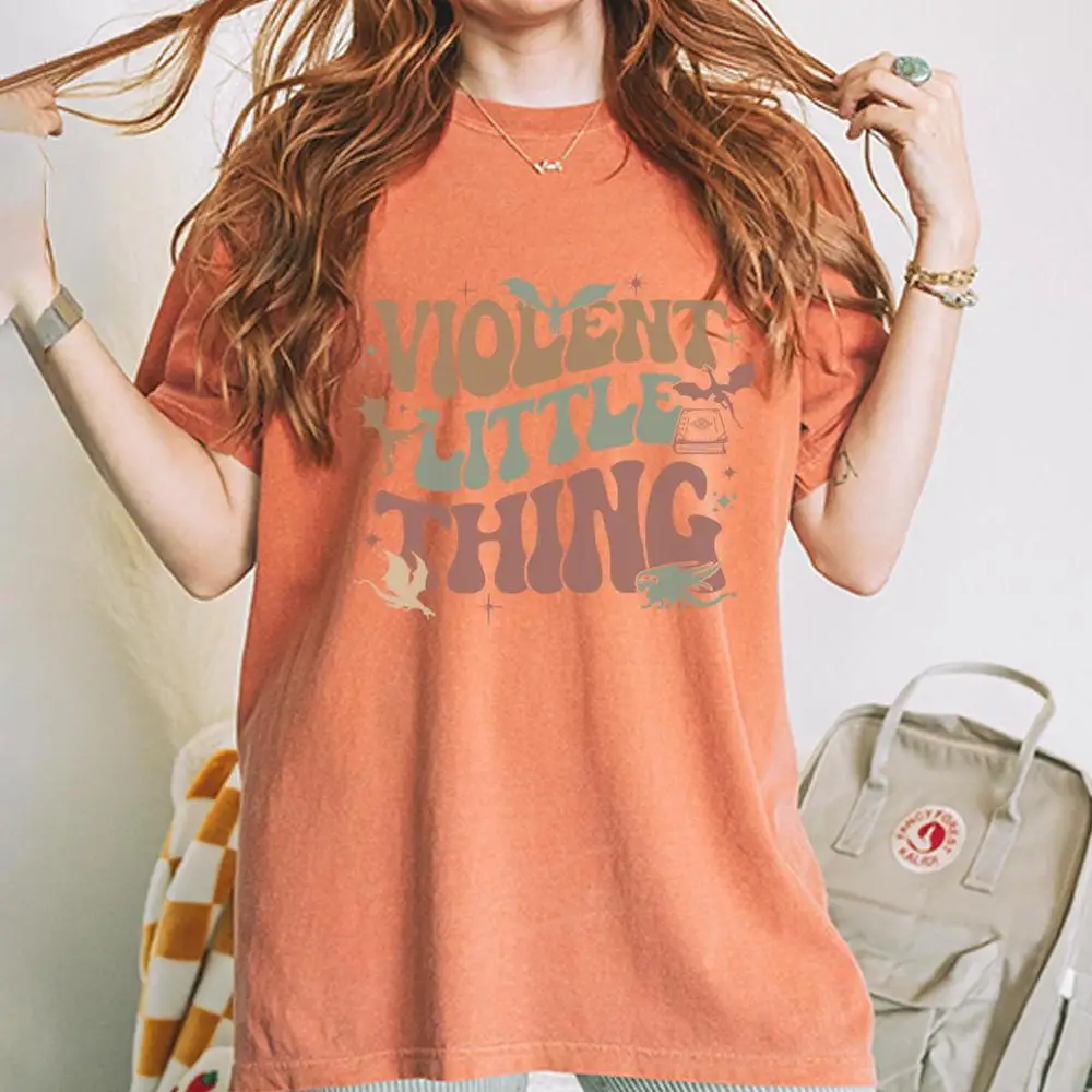 Vrouwen Katoenen T-shirt Gewelddadige Kleine Ding Vintage Zachte T-shirt Vierde Vleugel Xaden Citaat Tee Dragon Rider Tee Fashion Crop Tops