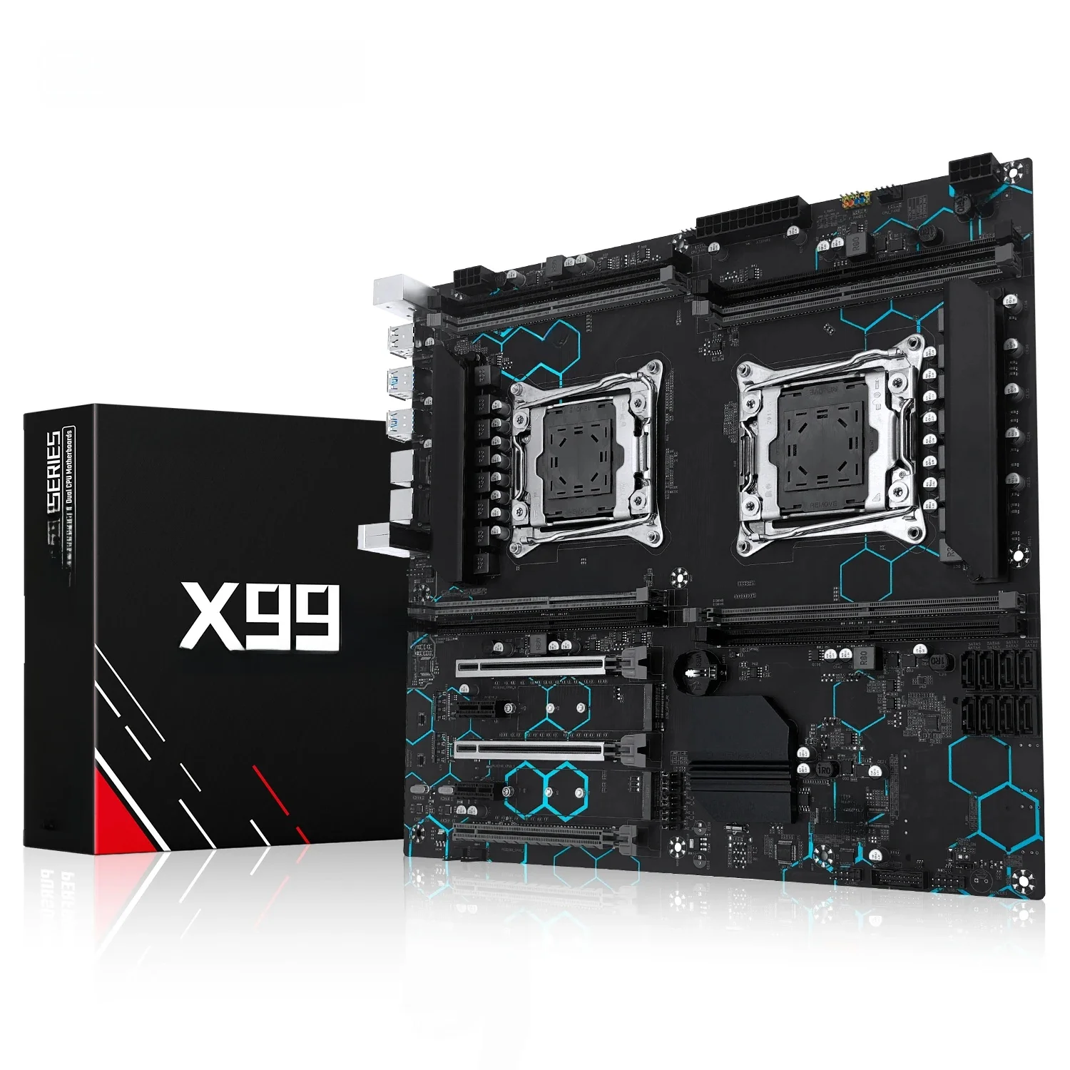 MACHINIST X99 MD8 Moederbord Dual CPU E-ATX Ondersteuning Xeon LGA 2011-3 processor 8 DDR4 slot USB3.0 SATA3 NVME M.2 - afbeelding 2