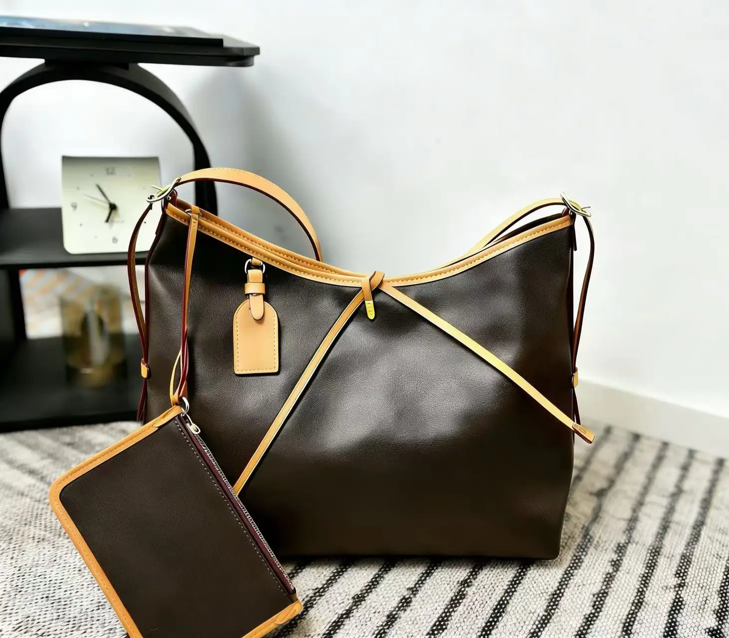 

Casual Brown Canvas Women Medium Tote Bag Large Capacity Handbag Vintage Shoulder Bag (39cm) N3