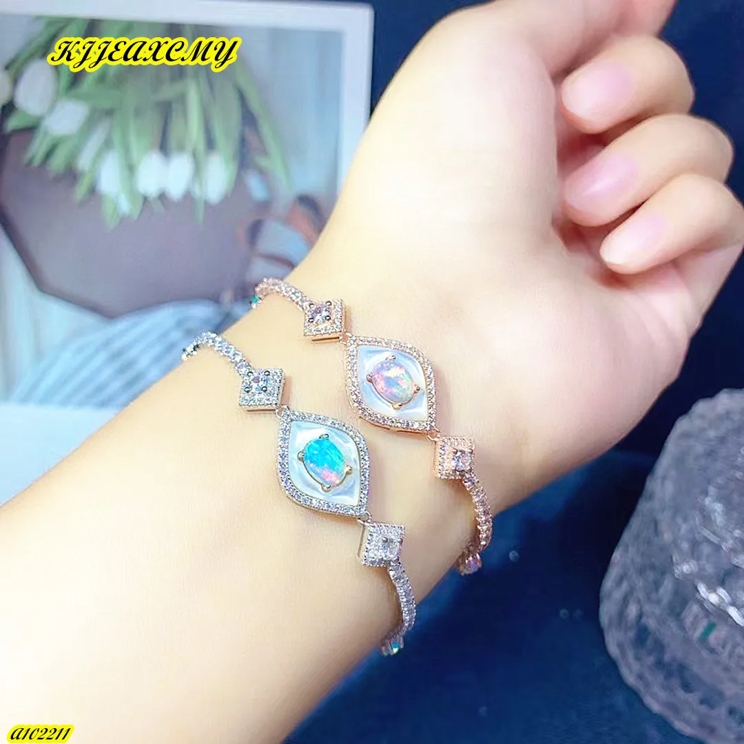 

Boutique Jewelry 925 Sterling Silver Natural Gem Opal Women's Bracelet Girls' Party Gift New Year Lost Valentine's Festive Chris