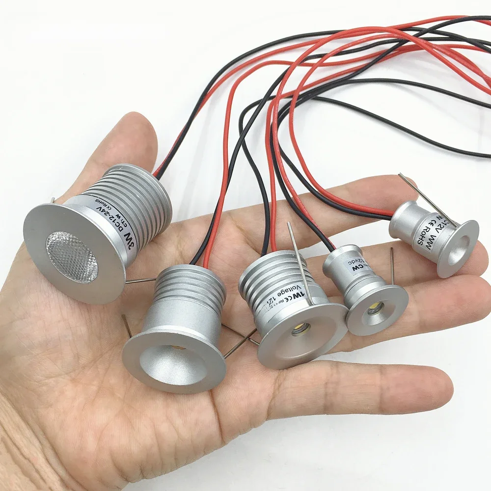 Innen-LED-Mini-Downlight 3W 1W Dimmbares Einbau-Downlight DC12V Aluminium-Deckenstrahler für unter dem Schlafzimmerschrank.