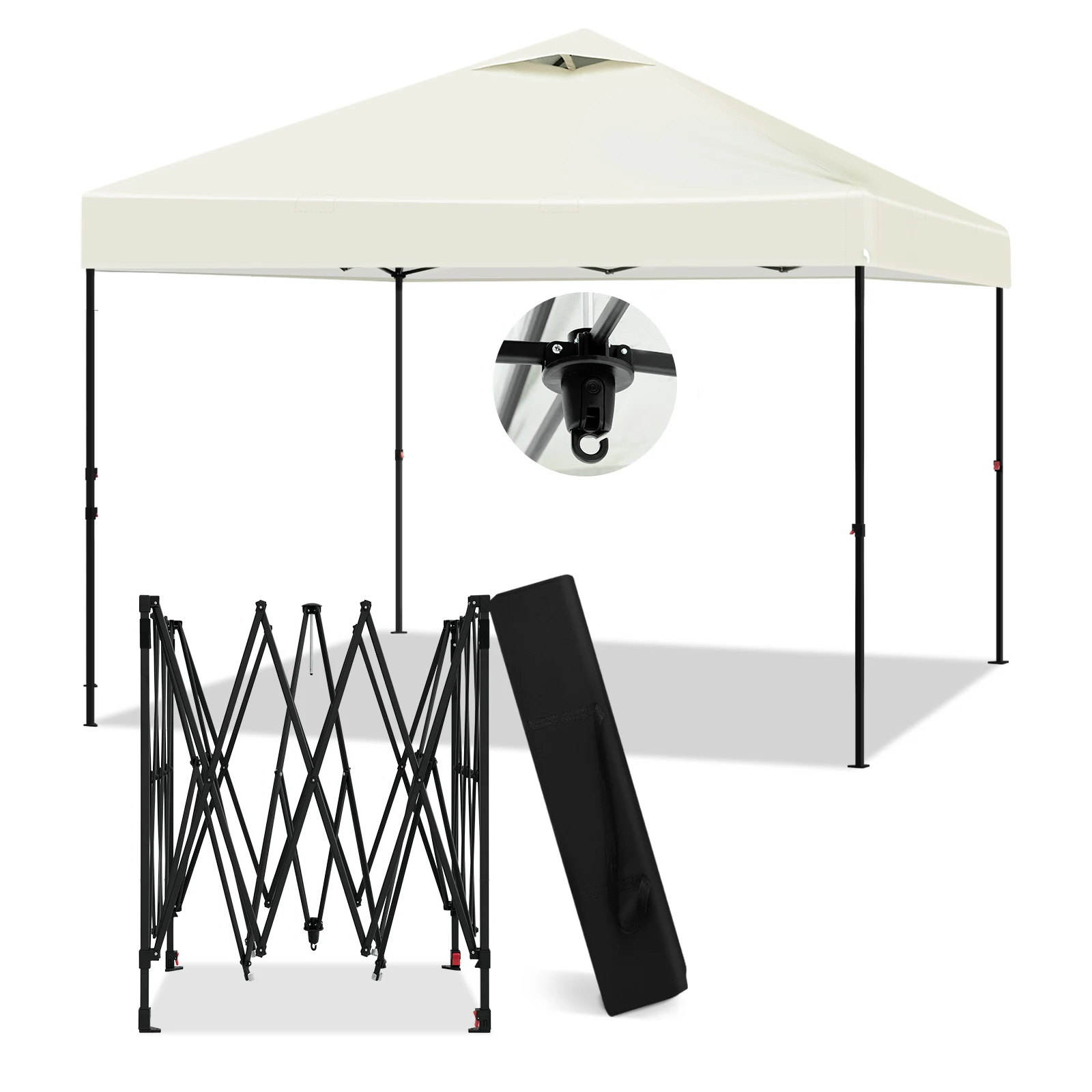 3x3m Folding Gazebo Waterproof Stable Folding Party Tent Garden Height Adjustable UV Protection for Outdoor Festival Camping