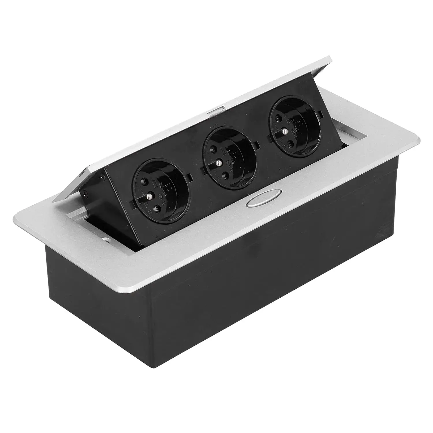 Schuko مقبس طاولة المؤتمرات 3 طرق لوحة ألومنيوم غطاء قلاب مخرج طاولة مدمج بطيئة المربوطة لمطبخ المكتب