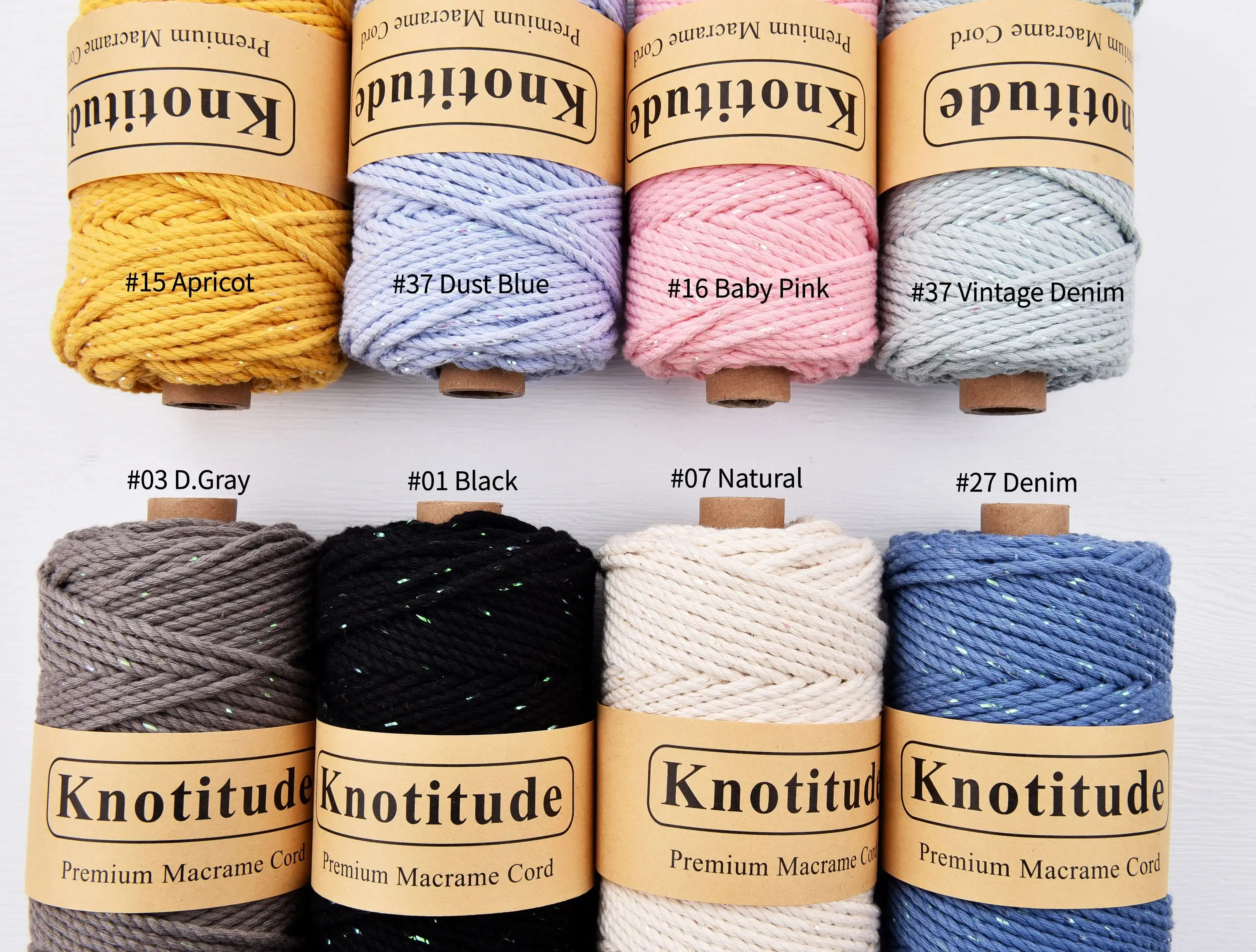 KNOTITUDE 3mm Glossy Macrame Cord  90yards 100% Cotton Macrame Rope 3 strands Cord