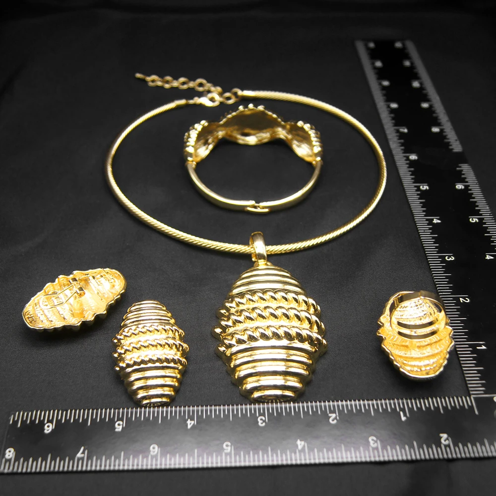 Dubai Gold Plated Pendant Women Jewelry Set Egg Shape Pendant Fashion Simple Style Holiday Gift Free Shipping