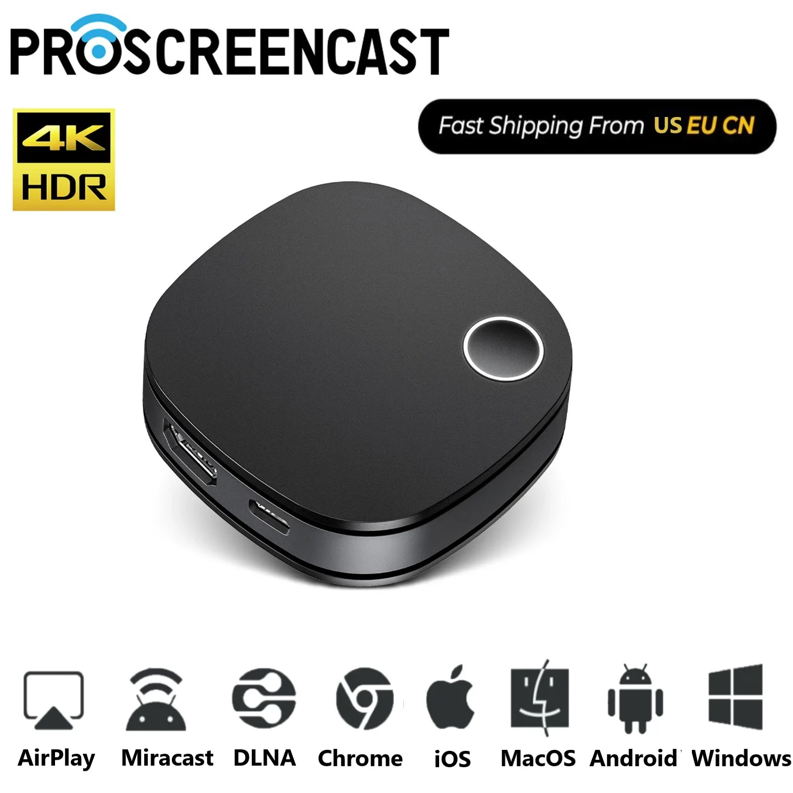 Proscreencast-SC01 2.4G/5G 4K HDR Miracast WiFi 디스플레이 수신기 동글, Airplay DLNA HDMI TV 스틱용