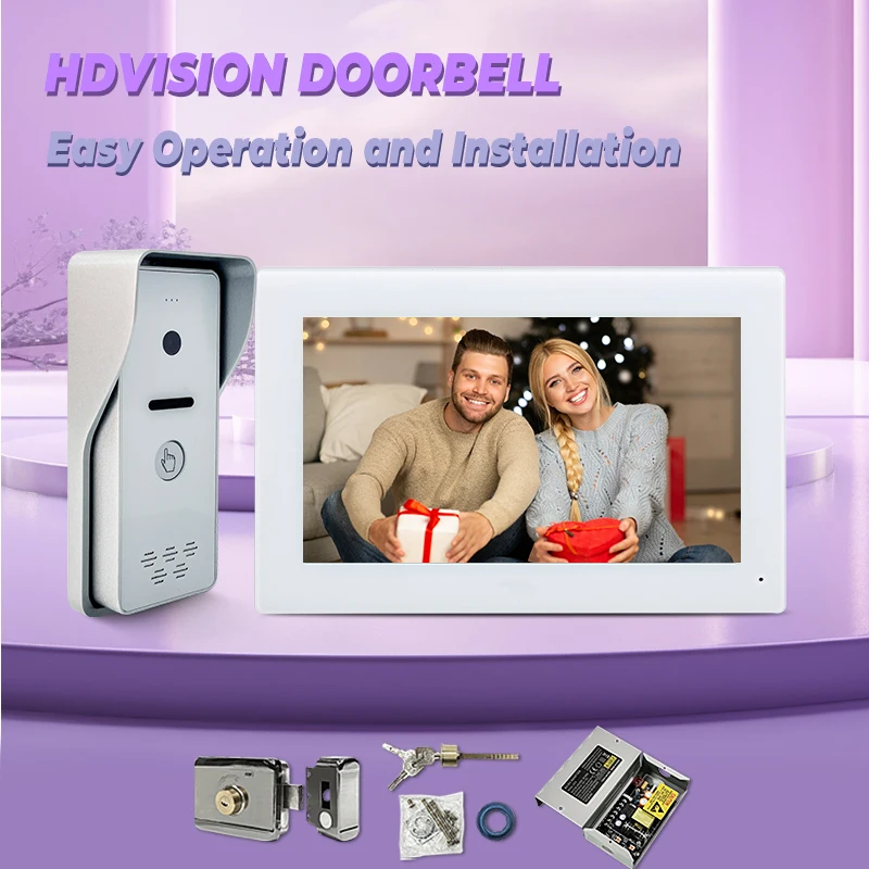 

Hot Selling TCP/IP Linux System Intercomunicador Con Videoportero 7 Inch Touchscreen HD 1080P Camera Doorbell Visual Villa Kit