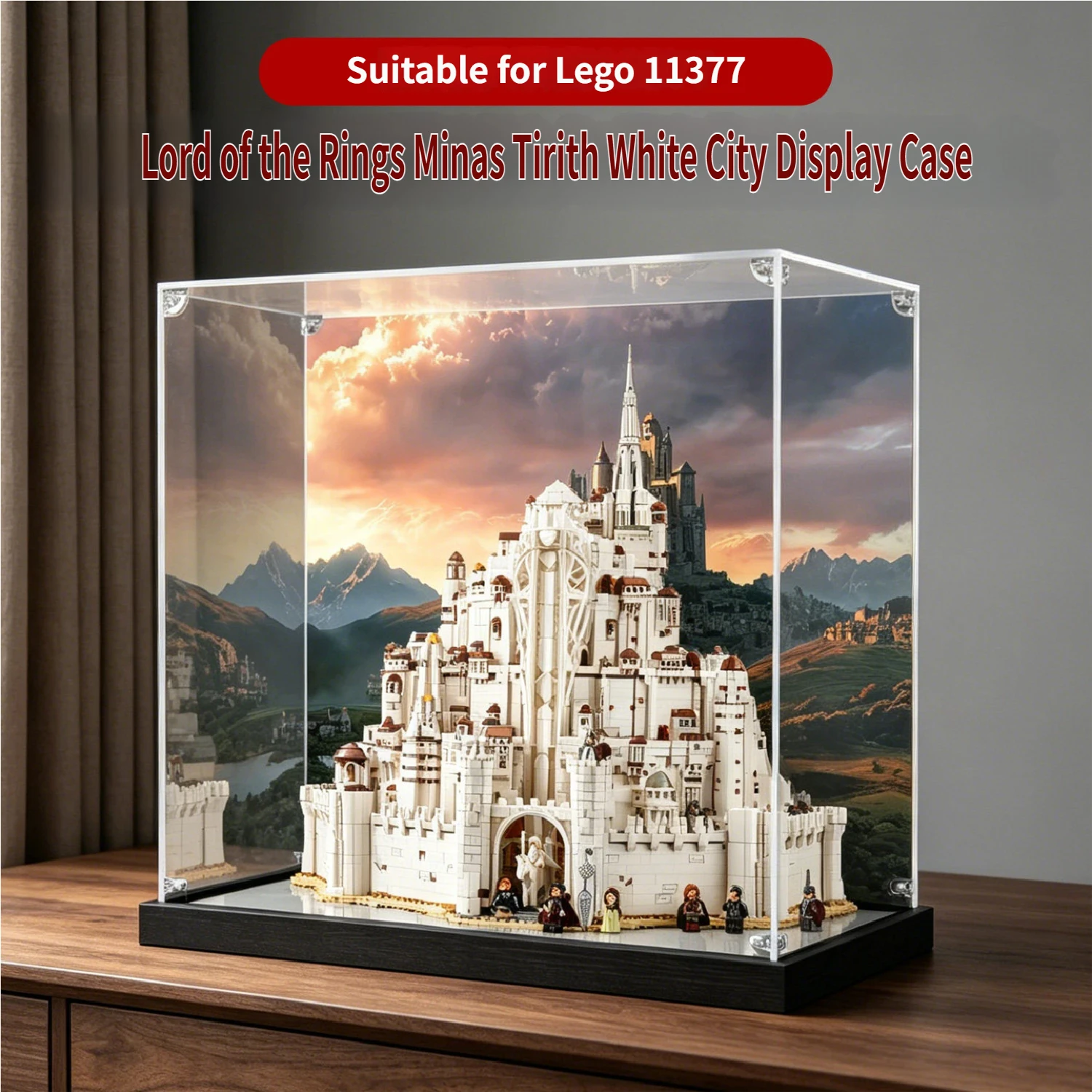 Caja de exhibición de acrílico para Lego 11377 Minas Tirith, el modelo de la Ciudad Blanca, caja transparente a prueba de polvo, caja de almacenamiento y exhibición (solo la caja)
